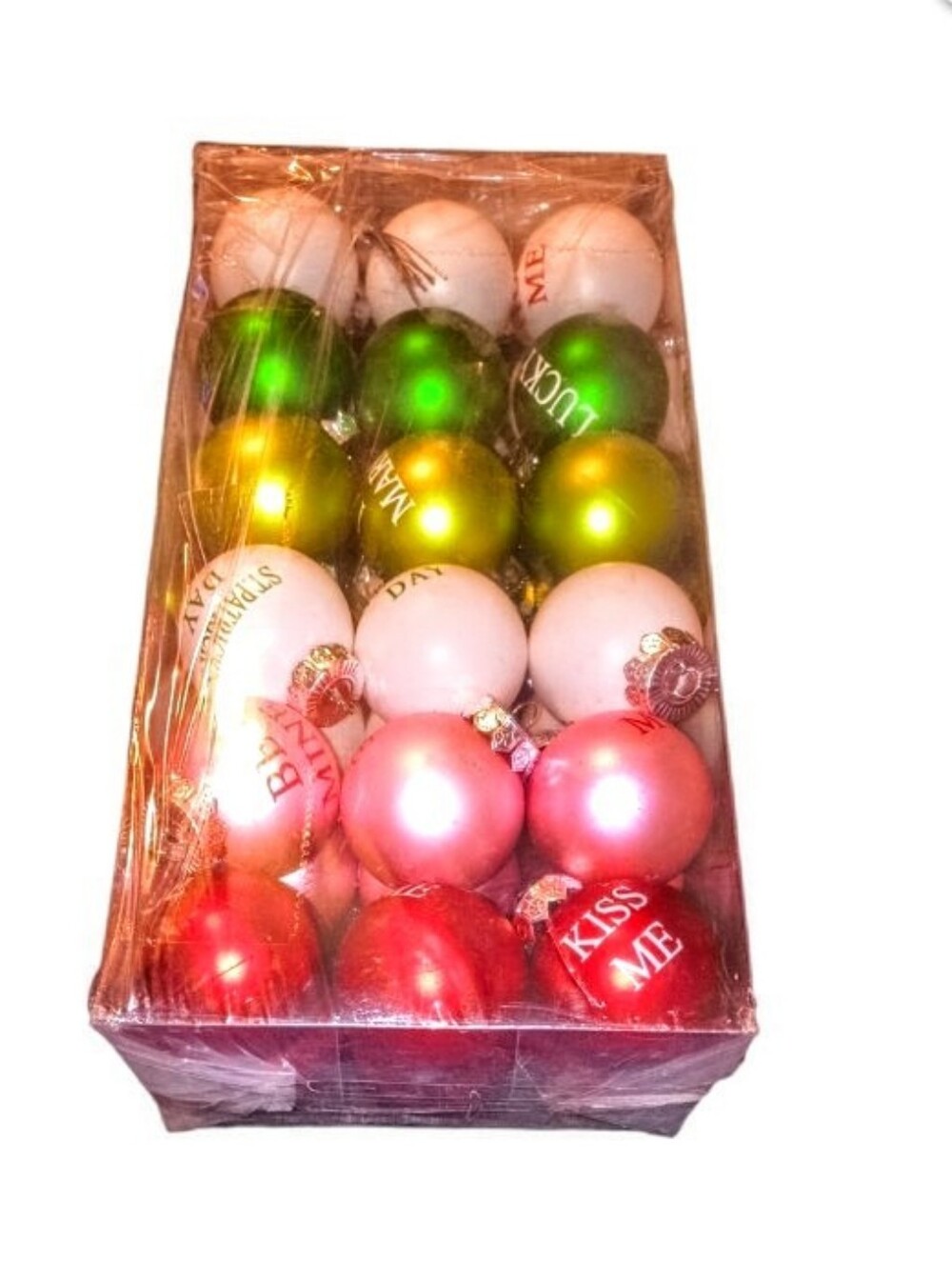 Holiday Ball Ornament Set - Assorted Pink, Green, White, Red - Unbranded
